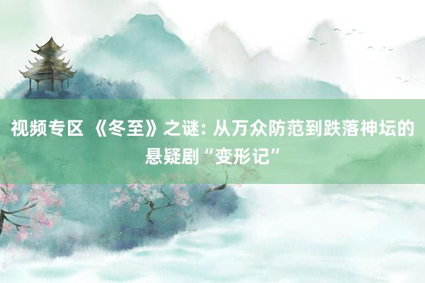 视频专区 《冬至》之谜: 从万众防范到跌落神坛的悬疑剧“变形记”