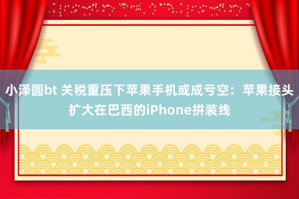 小泽圆bt 关税重压下苹果手机或成亏空：苹果接头扩大在巴西的iPhone拼装线