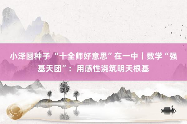 小泽圆种子 “十全师好意思”在一中丨数学“强基天团”：用感性浇筑明天根基