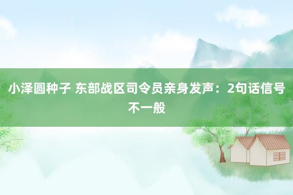 小泽圆种子 东部战区司令员亲身发声：2句话信号不一般