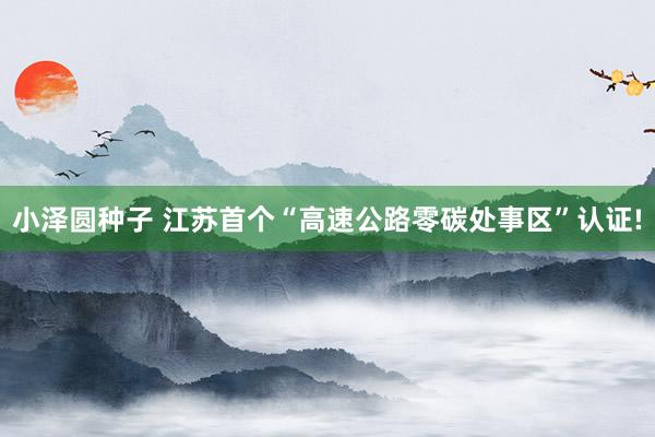 小泽圆种子 江苏首个“高速公路零碳处事区”认证!