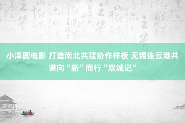 小泽圆电影 打造南北共建协作样板 无锡连云港共谱向“新”而行“双城记”