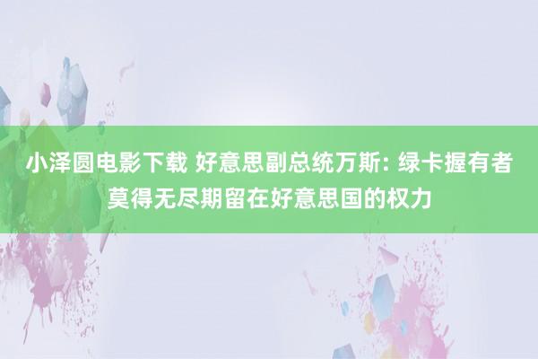 小泽圆电影下载 好意思副总统万斯: 绿卡握有者莫得无尽期留在好意思国的权力