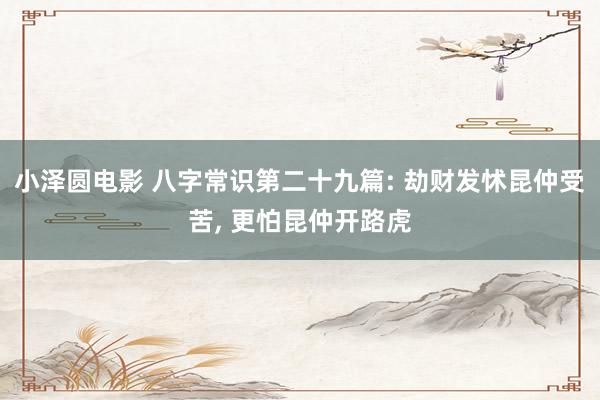 小泽圆电影 八字常识第二十九篇: 劫财发怵昆仲受苦， 更怕昆仲开路虎