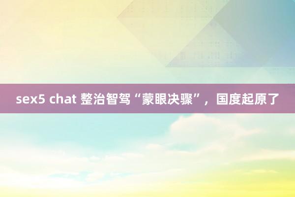 sex5 chat 整治智驾“蒙眼决骤”，国度起原了