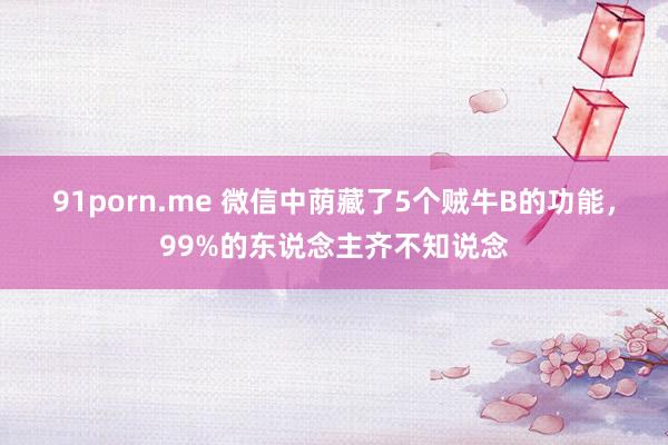91porn.me 微信中荫藏了5个贼牛B的功能，99%的东说念主齐不知说念
